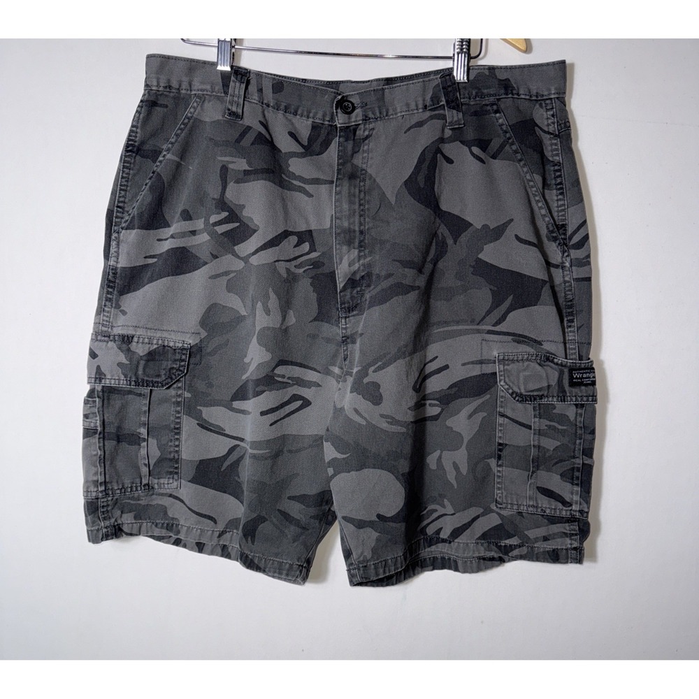 Wrangler Cargo Shorts Mens 40‎ Relaxed Fit Grey Camo Outdoor Hiking Camouflage